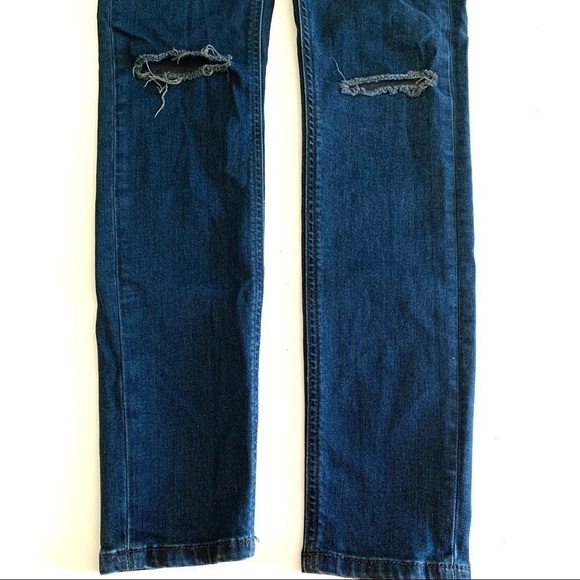 Denim Co Skinny Jeans Dark Wash Distressed Busted Knees Classic Womens sz 4 - Picture 5 of 8